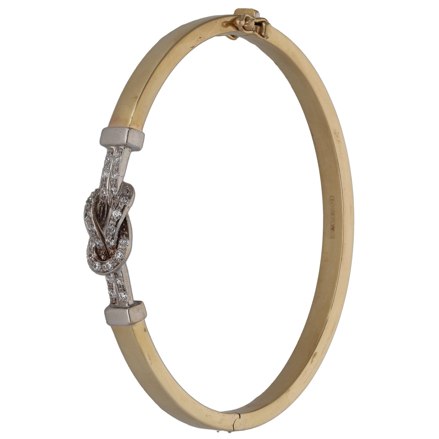 9ct Bi-Colour Gold Cubic Zirconia Hinged/Clasp Bangle