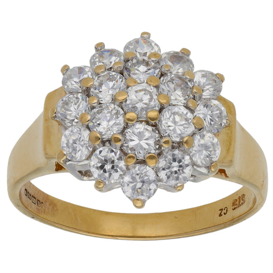 9ct Gold Cubic Zirconia Cluster Ring Size P