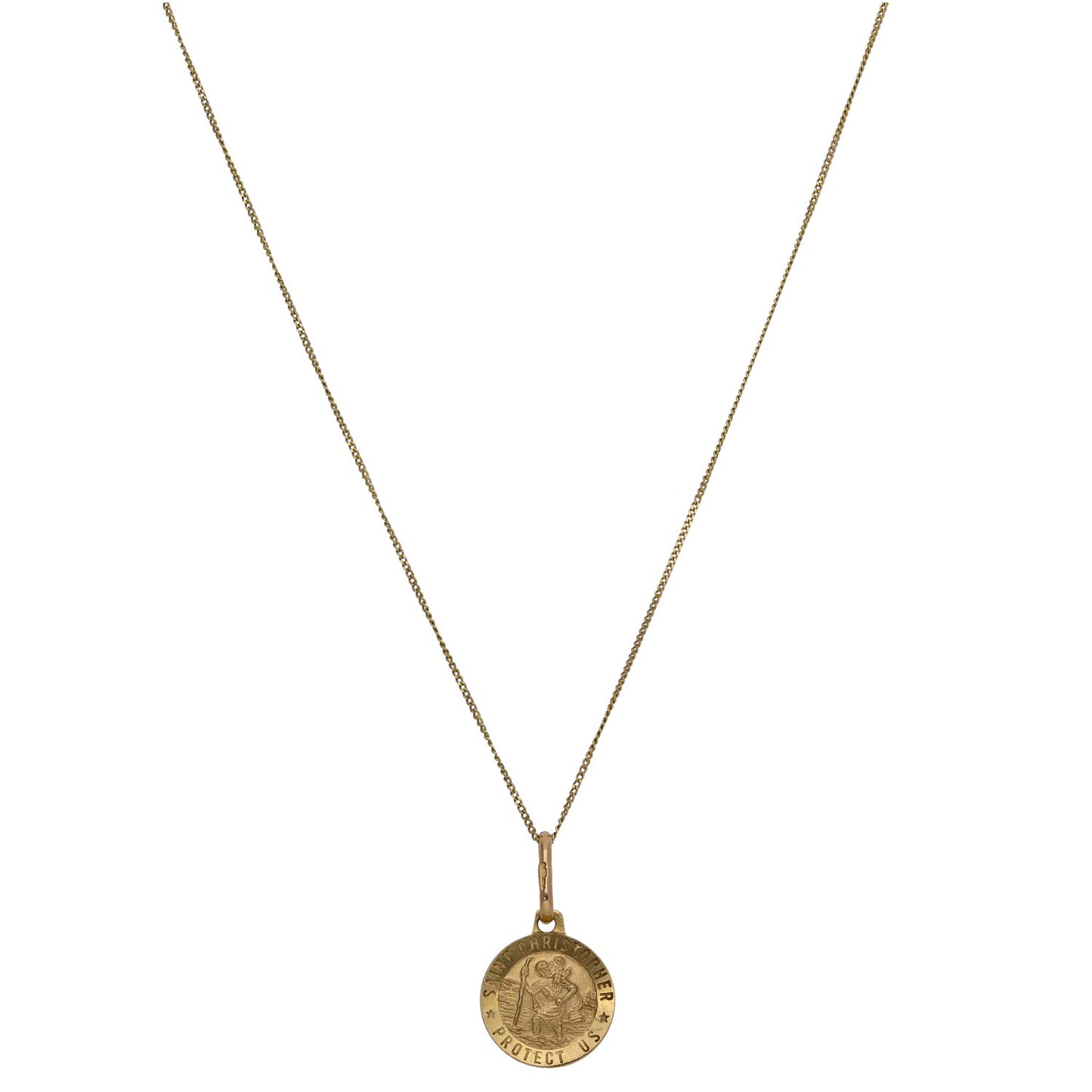 9ct Gold St Christopher Pendant With Chain