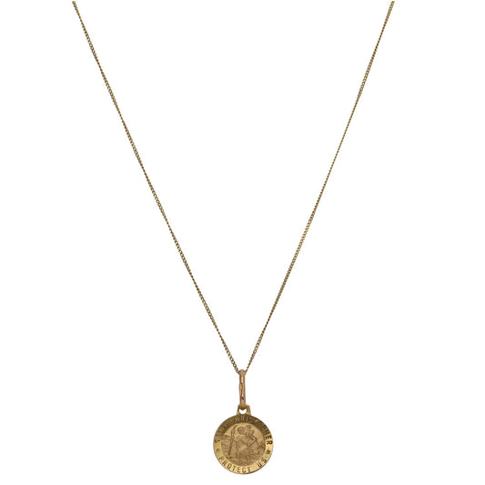 9ct Gold St Christopher Pendant With Chain