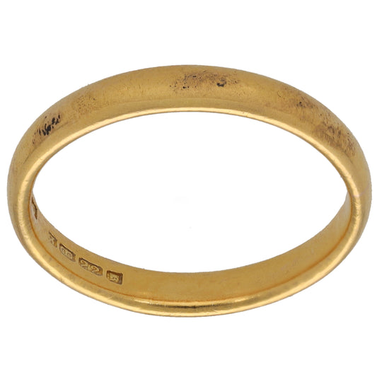 22ct Gold Plain Wedding Ring Size N