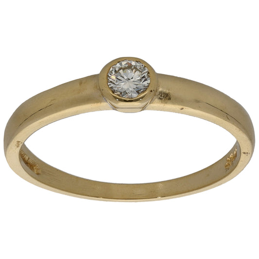 18ct Gold 0.15ct Diamond Solitaire Ring Size M