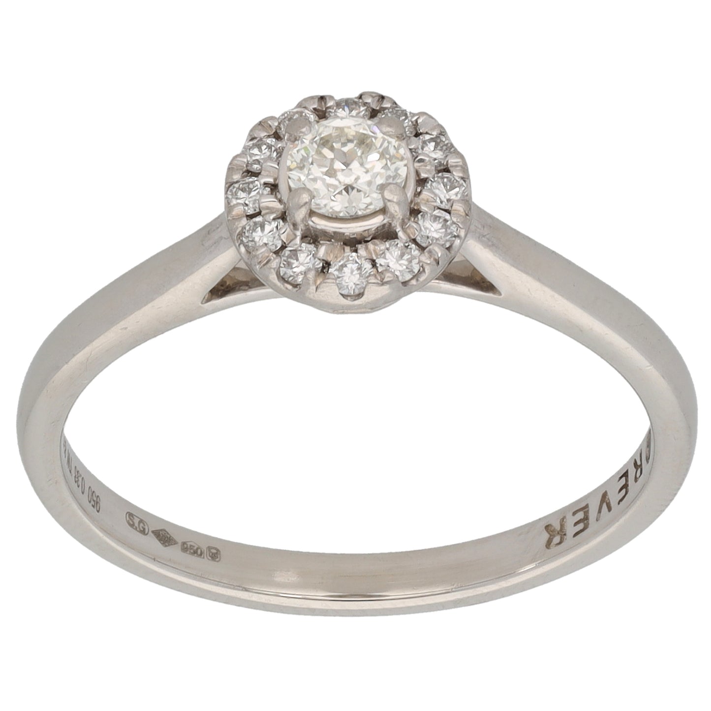 Platinum 0.33ct Diamond Halo Ring Size P