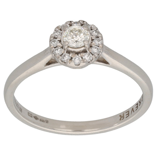 Platinum 0.33ct Diamond Halo Ring Size P