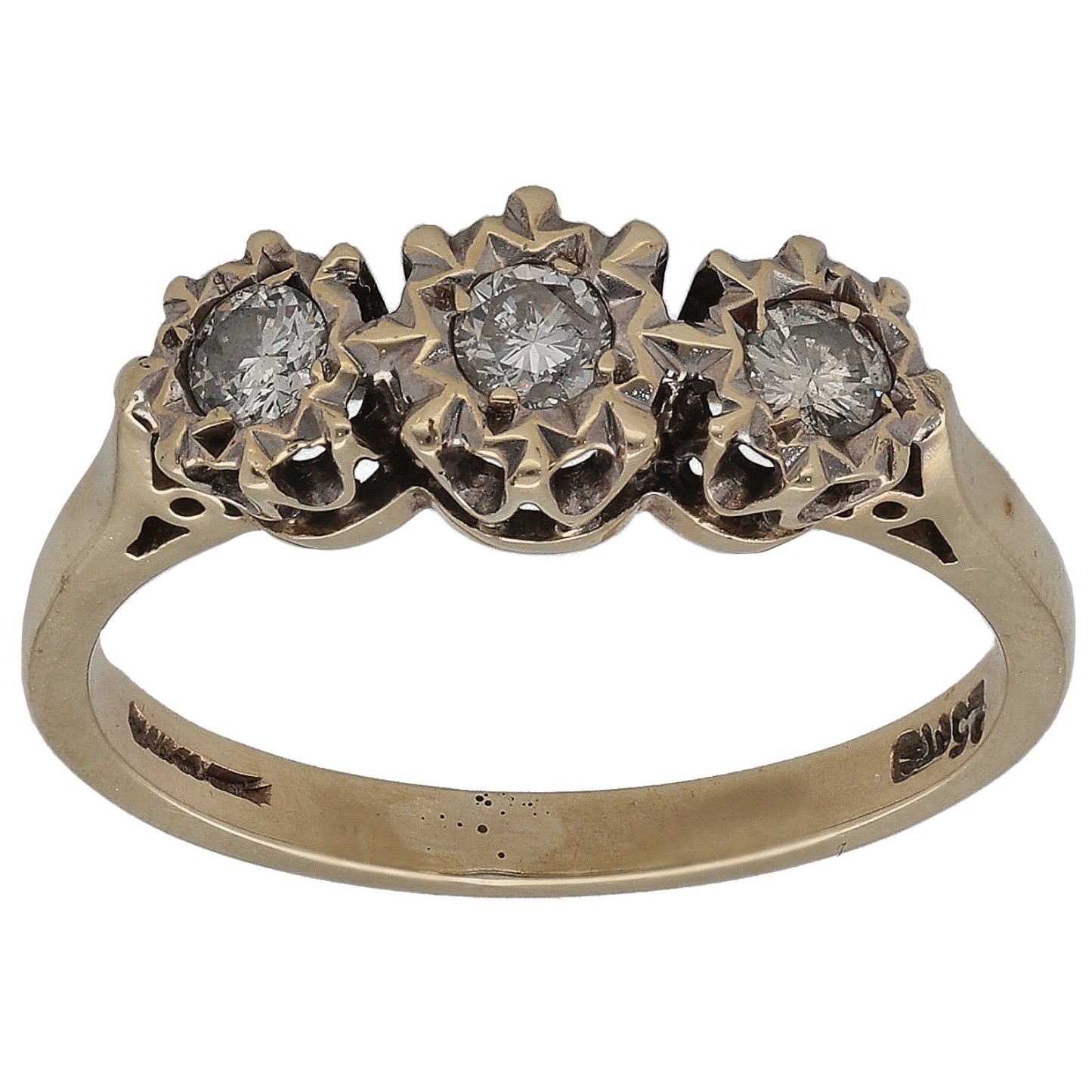 9ct Gold 0.25ct Diamond Trilogy Ring Size L
