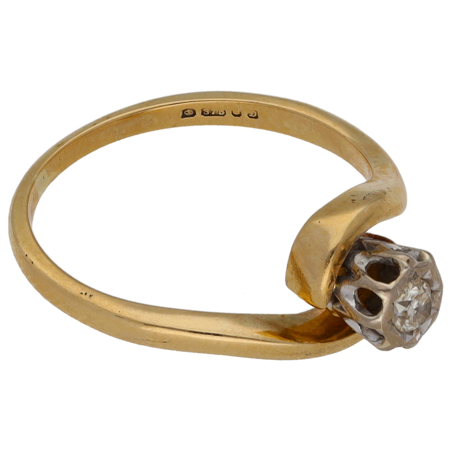 9ct Gold 0.07ct Diamond Solitaire Ring Size L