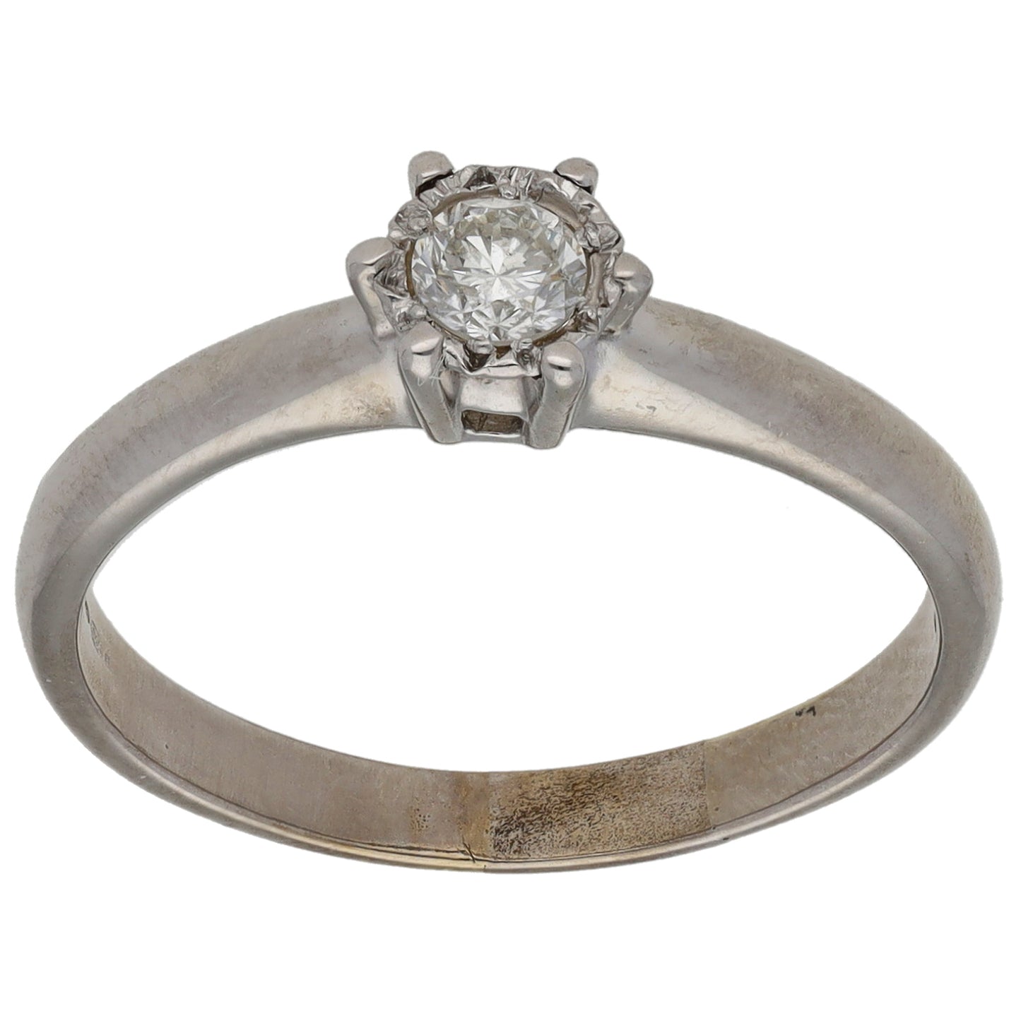 9ct White Gold 0.19ct Diamond Solitaire Ring Size O