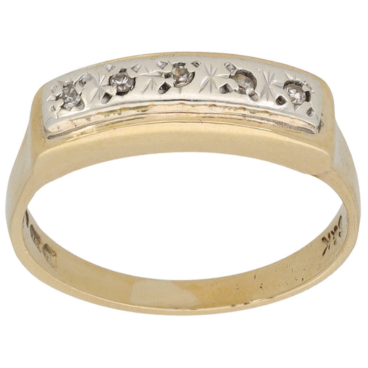 9ct Bicolour Gold 0.05ct Diamond Half Eternity Ring Size L