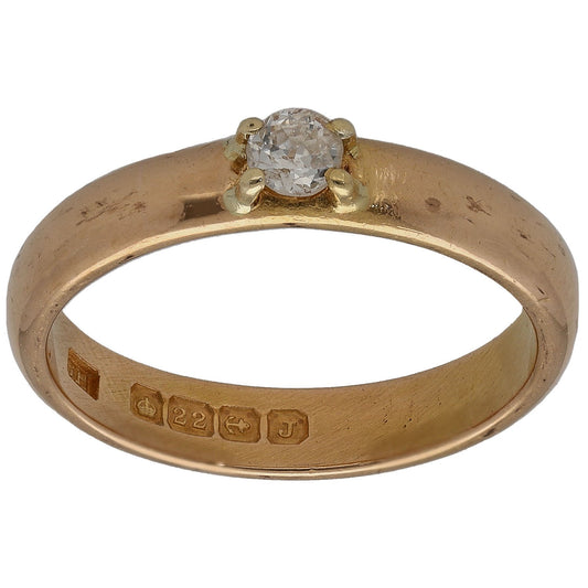 22ct Gold 0.15ct Diamond Solitaire Ring Size P
