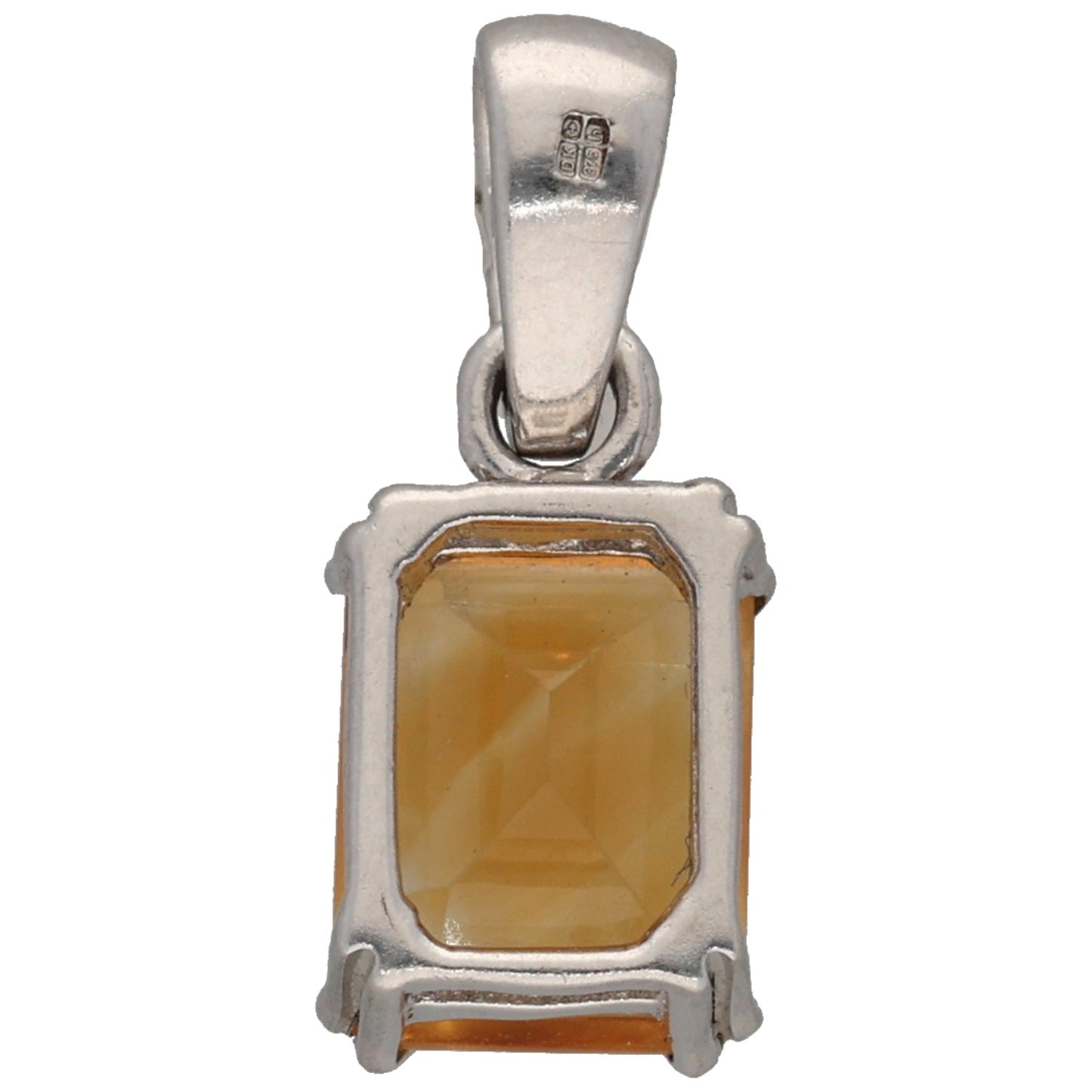 9ct White Gold Citrine Single Stone Pendant