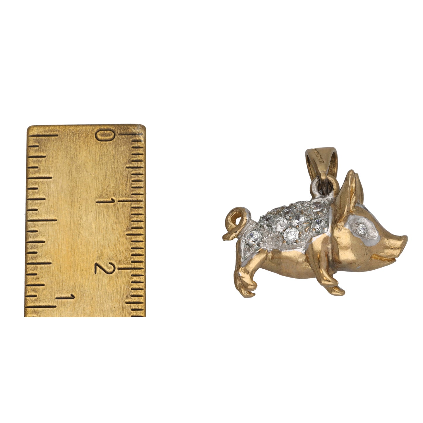 9ct Gold Cubic Zirconia Pig Pendant
