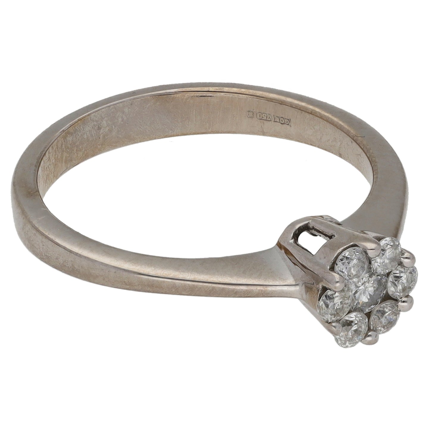 18ct White Gold 0.25ct Diamond Cluster Ring Size M