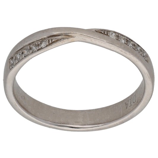 9ct White Gold 0.025ct Diamond Half Eternity Ring Size L