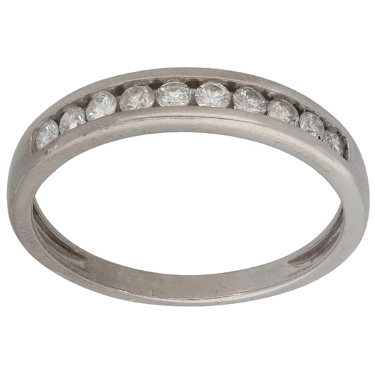 9ct White Gold 0.33ct Diamond Half Eternity Ring Size P