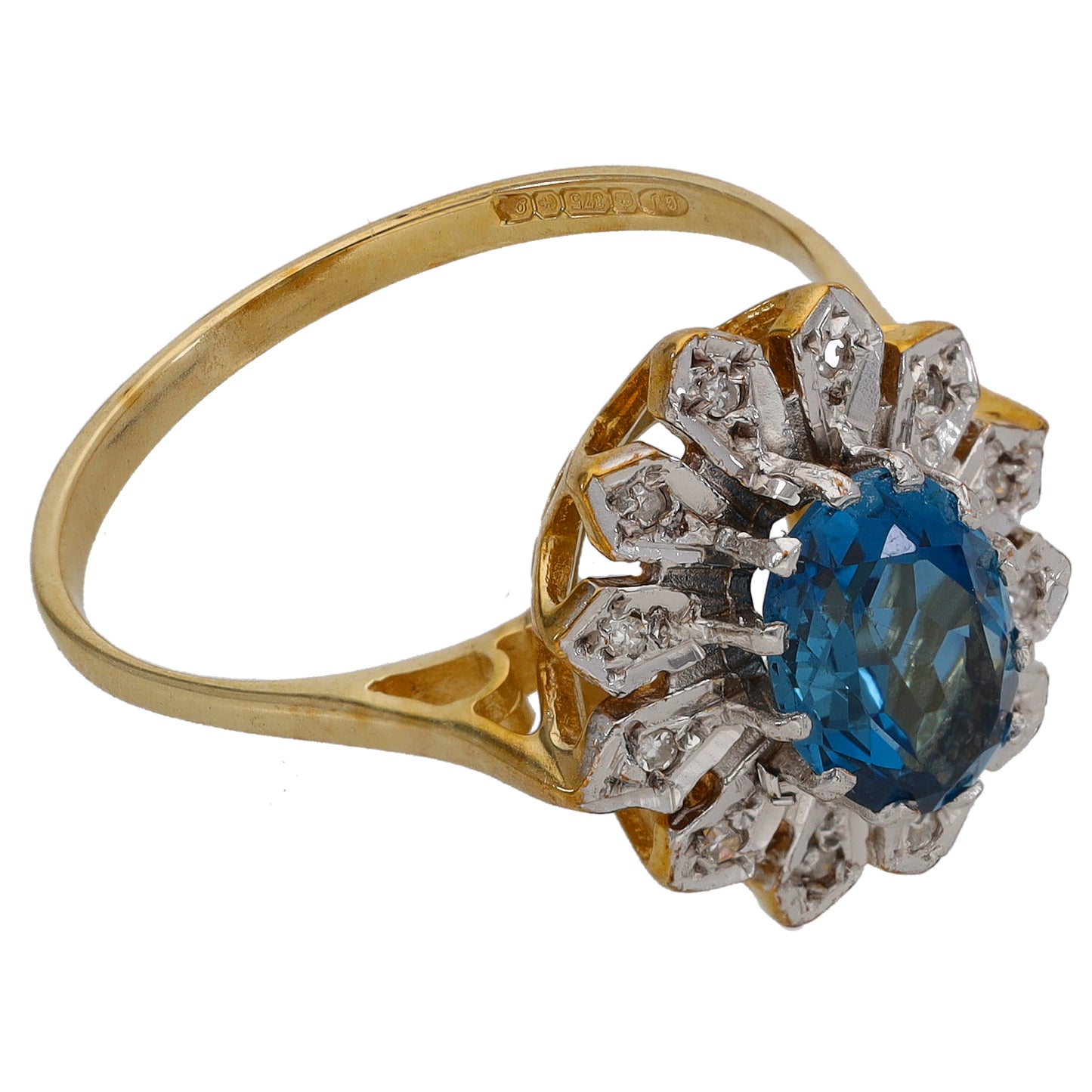 9ct Gold Topaz & 0.06ct Diamond Dress/Cocktail Ring Size P