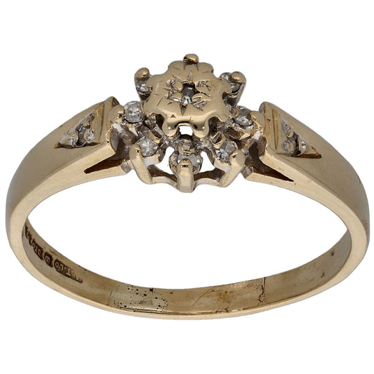 9ct Gold 0.055ct Diamond Cluster Ring Size M