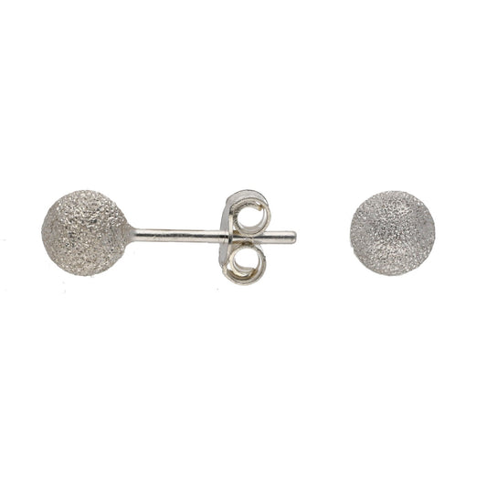 New Sterling Silver Frosted Stud Earrings