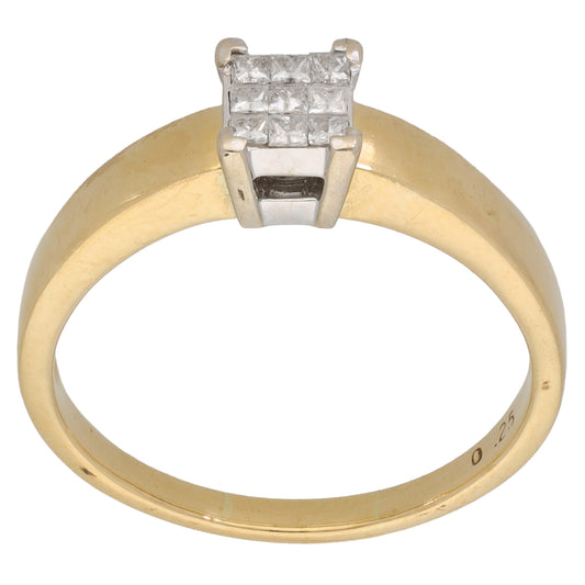 18ct Bicolour Gold 0.25ct Diamond Dress/Cocktail Ring Size S
