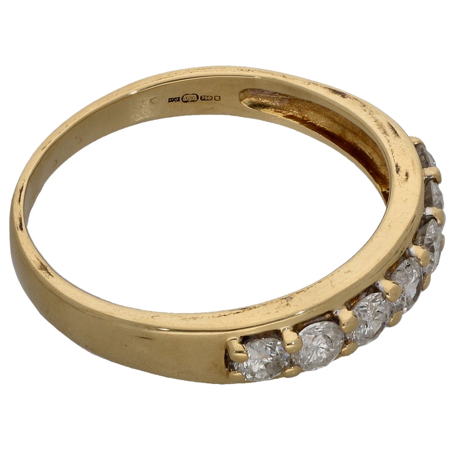 18ct Gold 0.75ct Diamond Half Eternity Ring Size Q