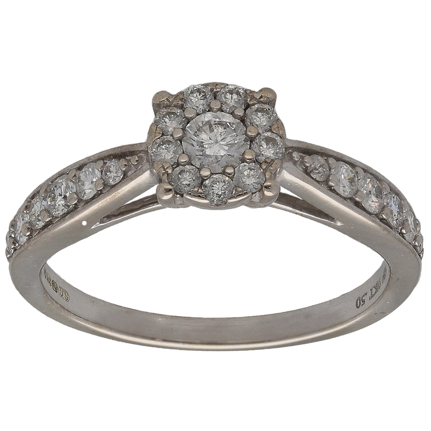 9ct White Gold 0.37ct Diamond Cluster Ring Size L