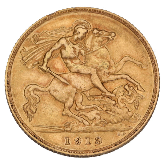 22ct Gold King George V Half Sovereign Coin 1913