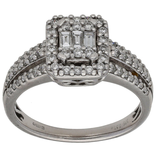 9ct White Gold 0.50ct Diamond Cluster Ring Size L