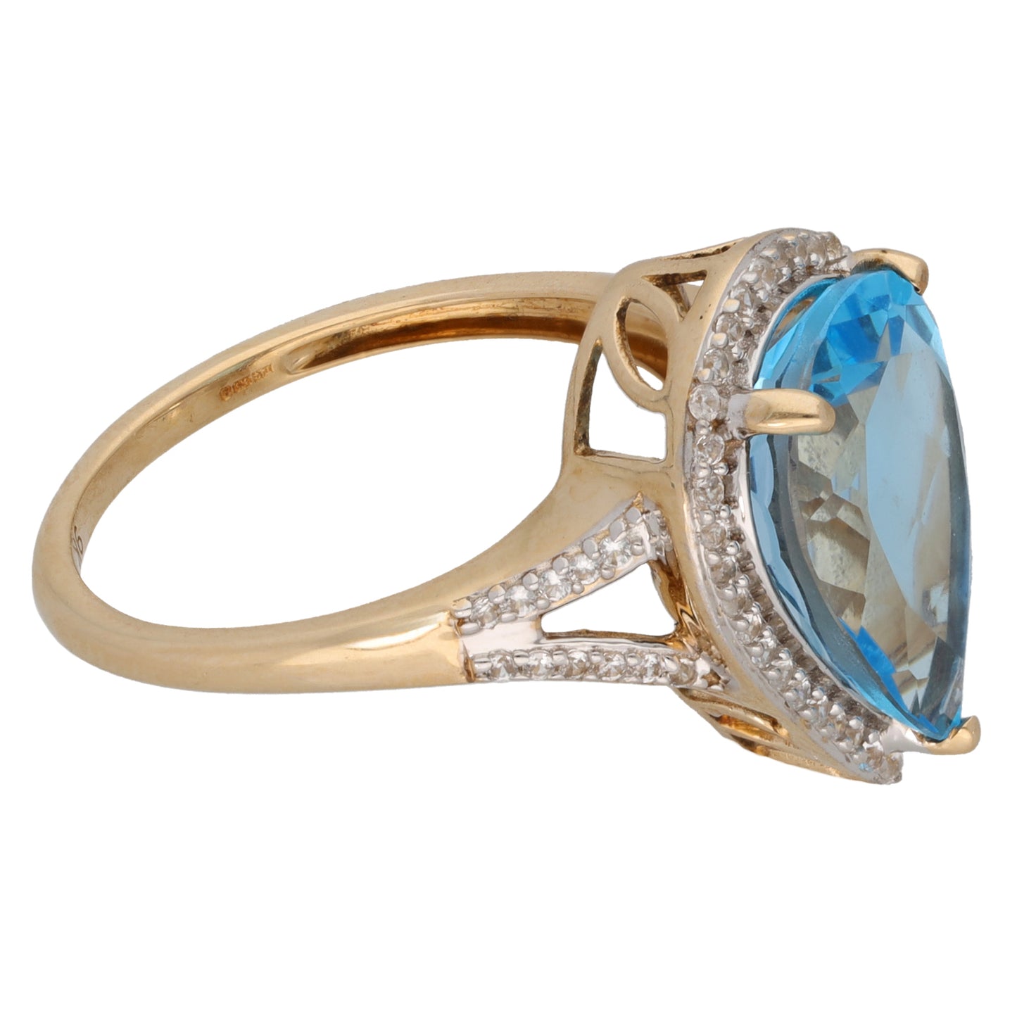 9ct Gold Topaz & Cubic Zirconia Dress/Cocktail Ring Size O