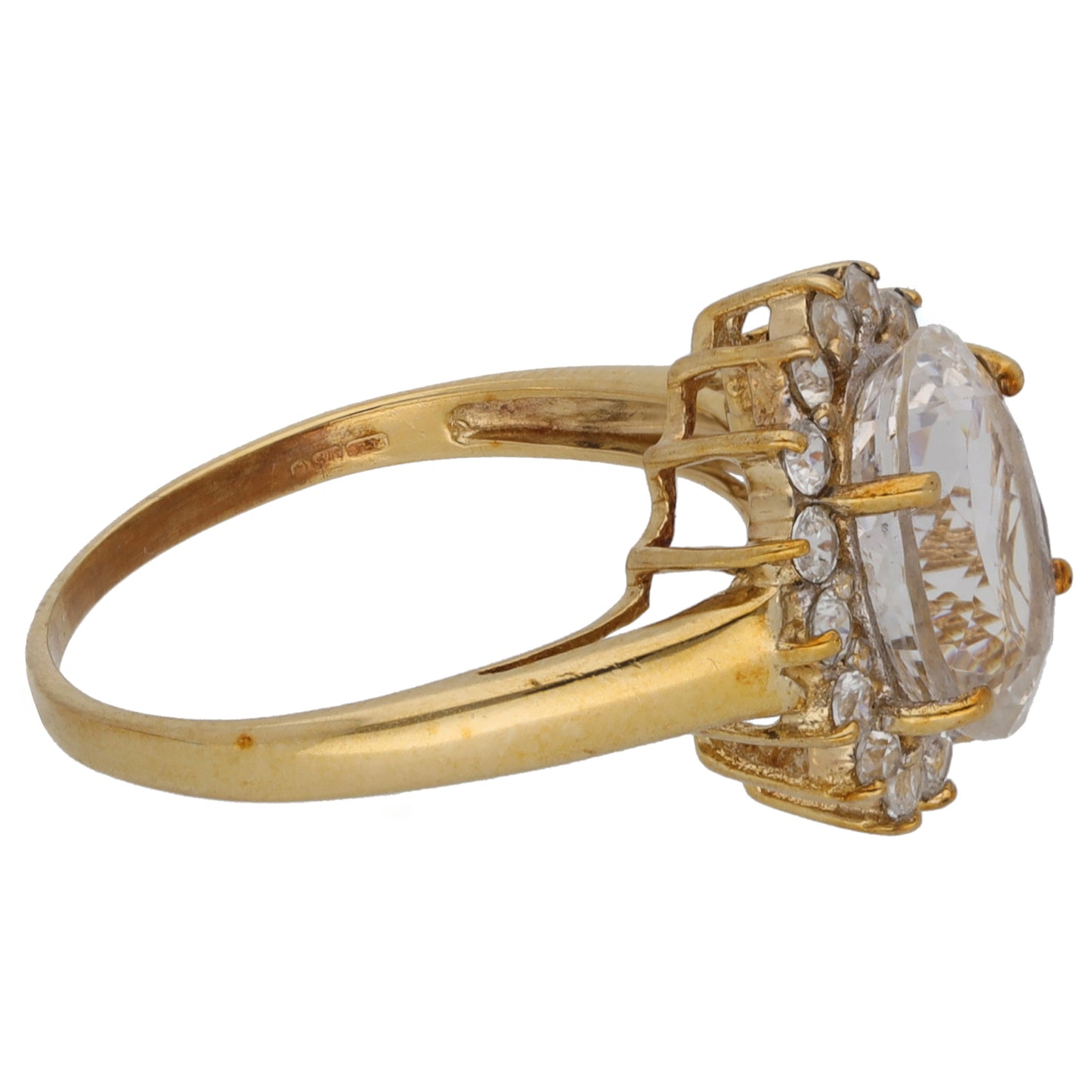 9ct Gold Morganite & White Sapphire Cluster Ring Size N