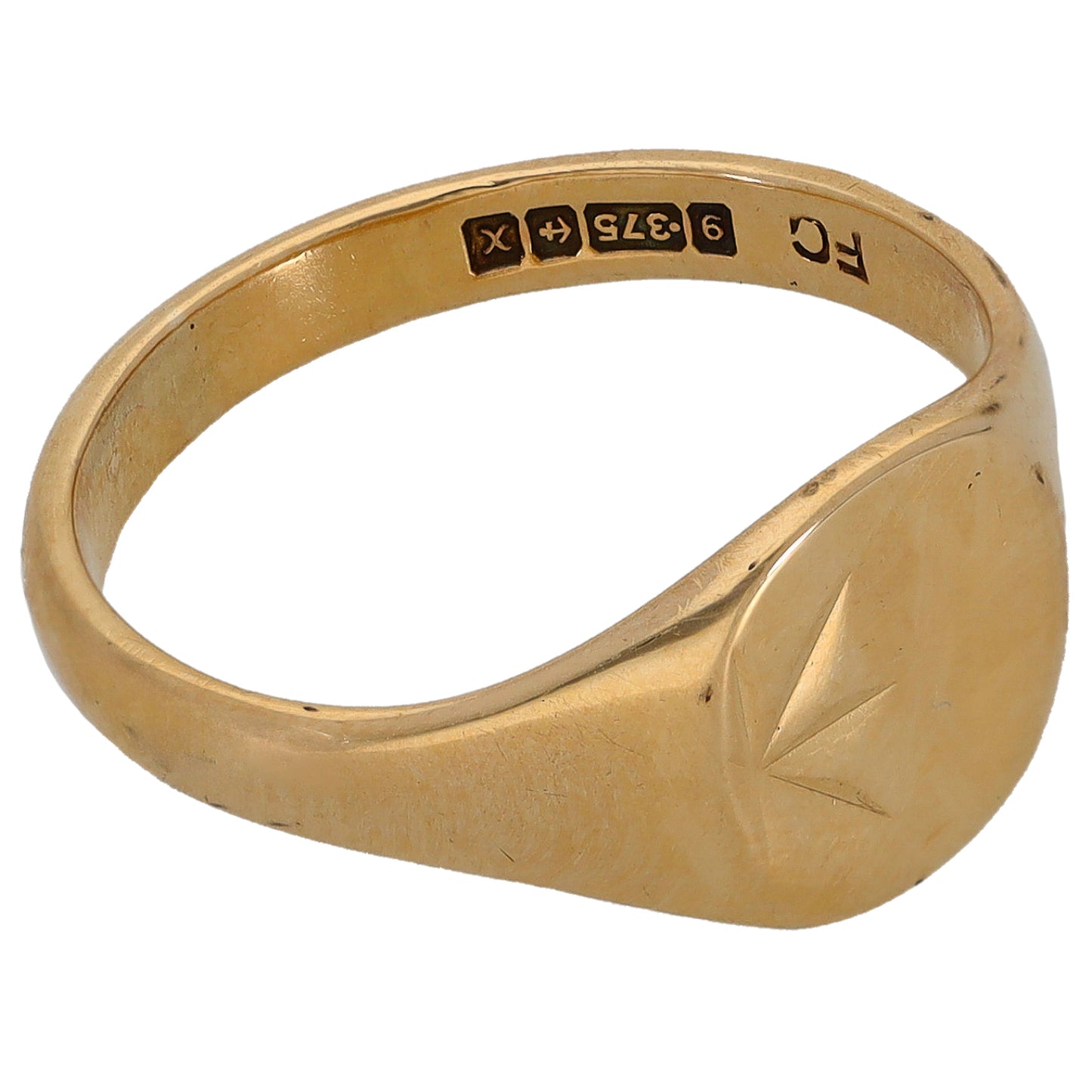 9ct Gold Patterned Signet Ring Size P