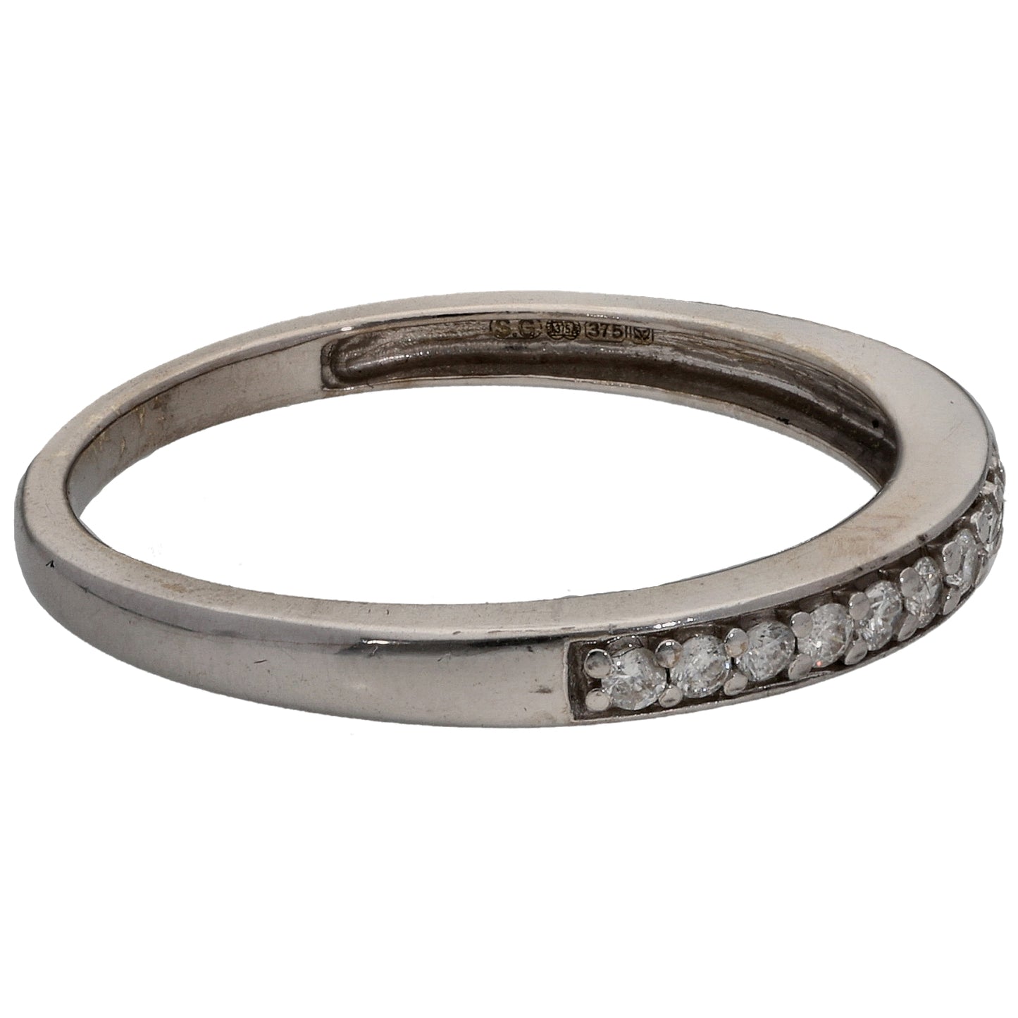 9ct White Gold 0.065ct Diamond Half Eternity Ring Size M