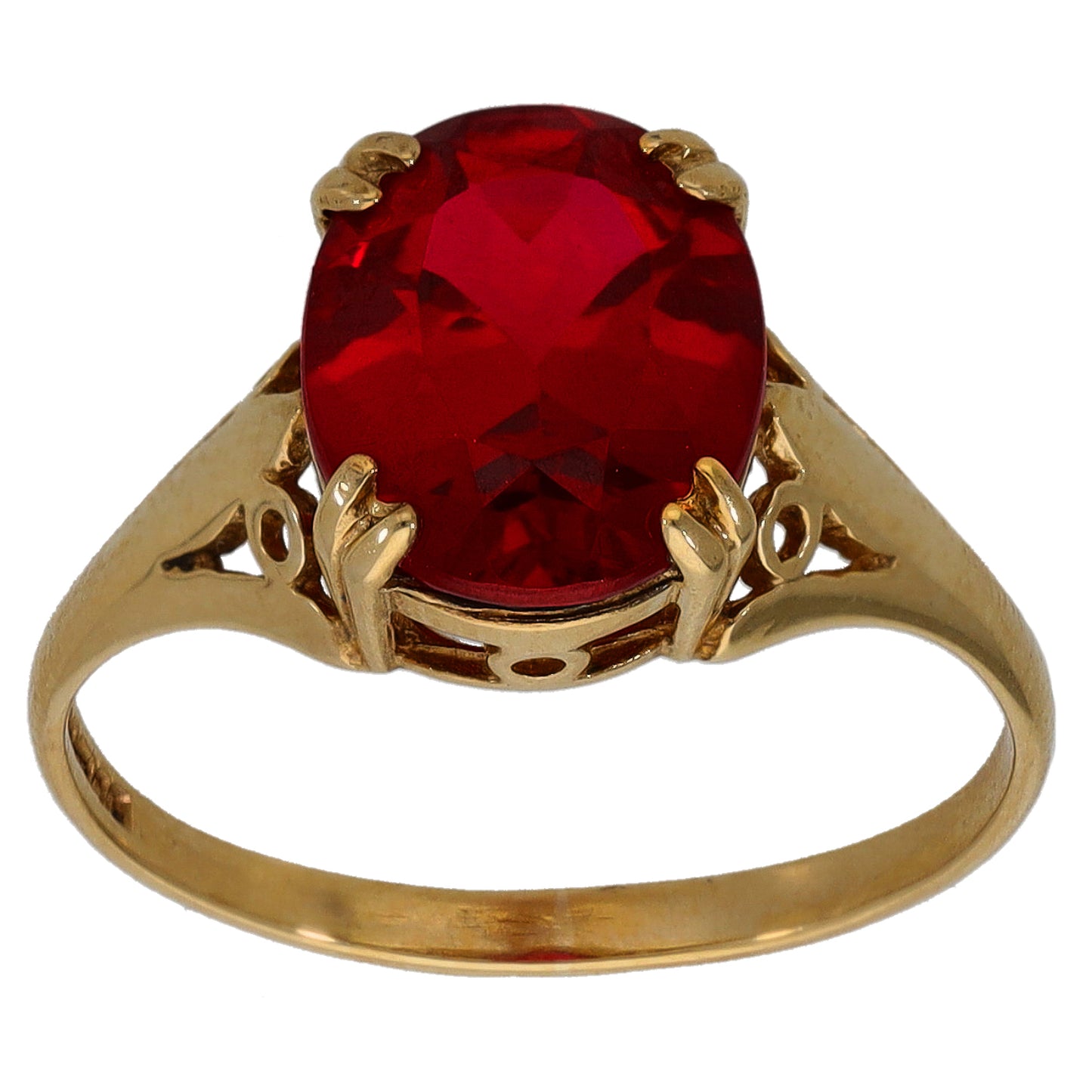 9ct Gold Man Made Ruby Single Stone Ring Size L