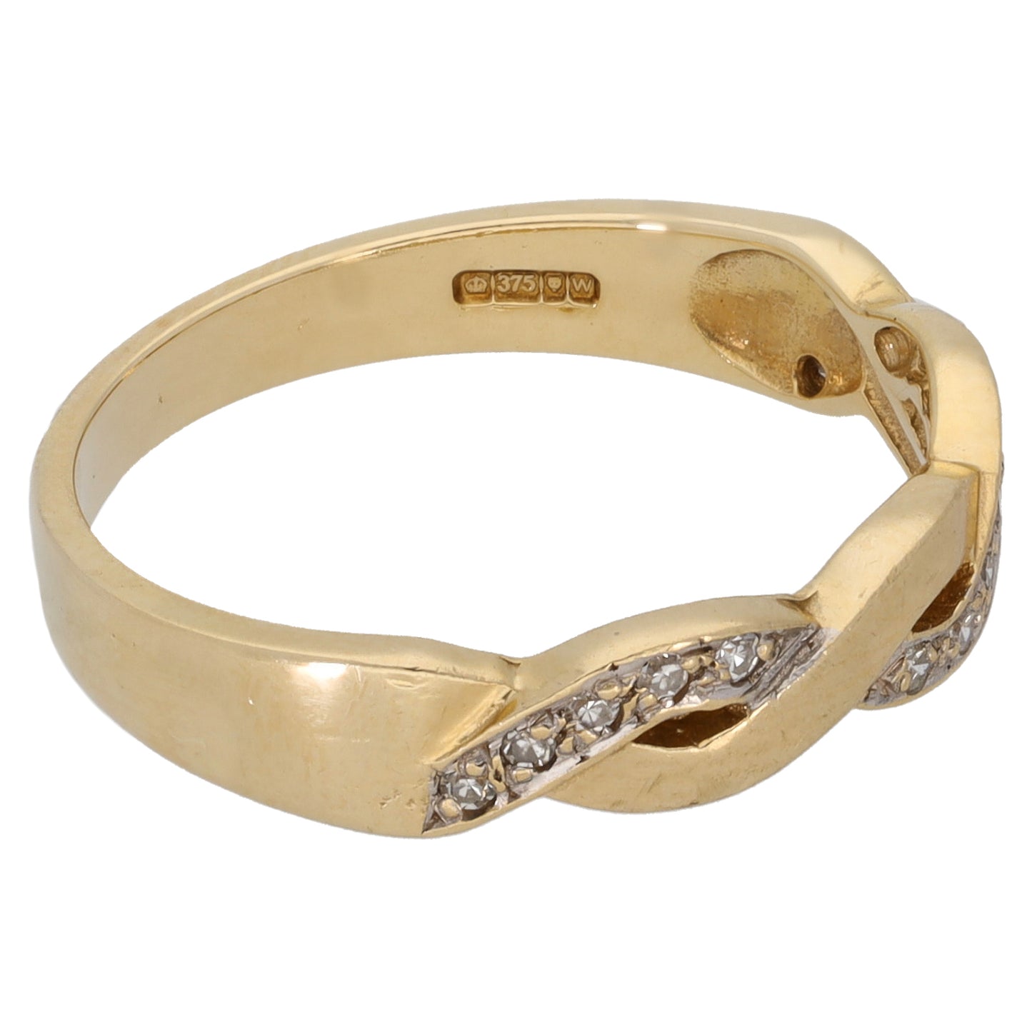 9ct Gold 0.15ct Diamond Half Eternity Ring Size O