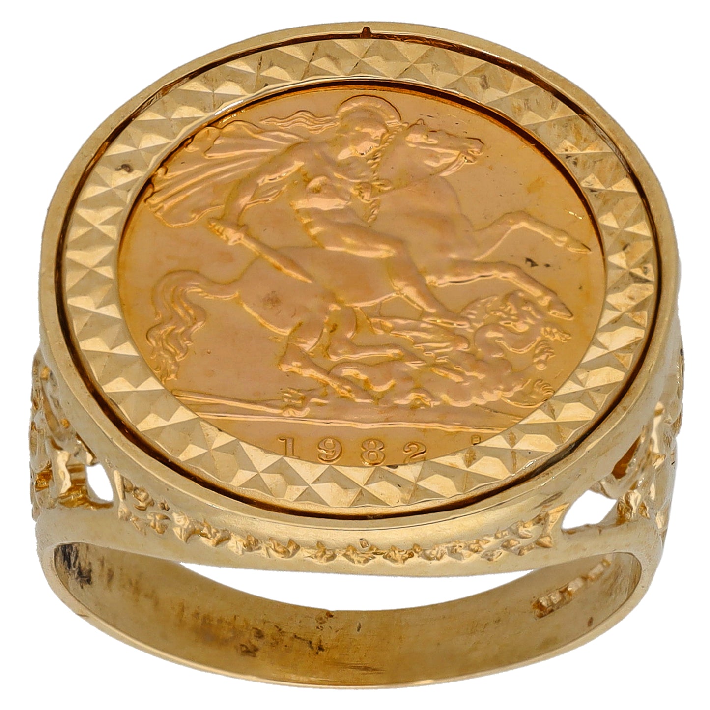 9ct Gold Half Sovereign Coin Ring Size U