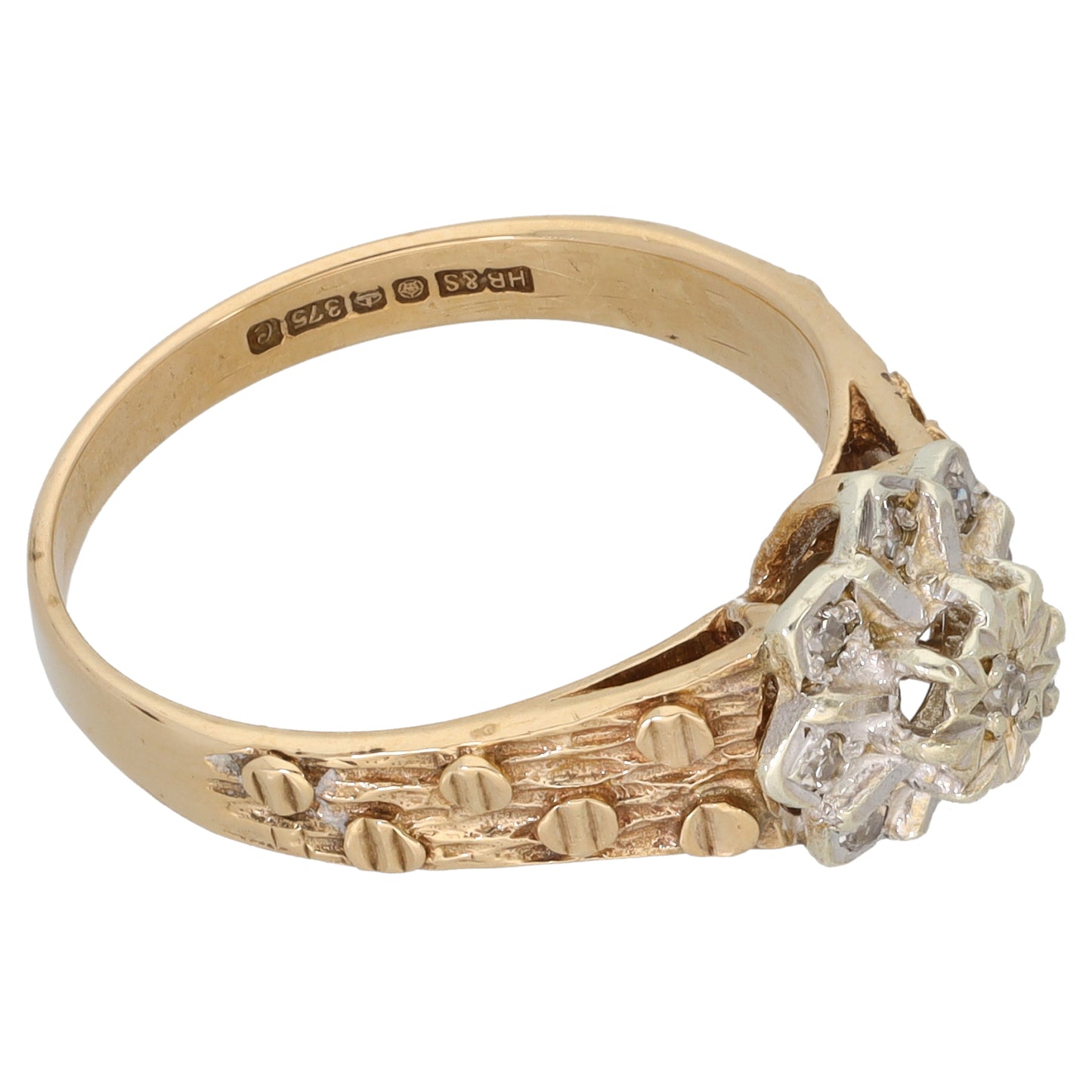 9ct Gold 0.09ct Diamond Cluster Ring Size P