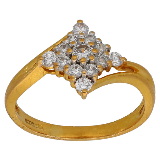 22ct Gold Cubic Zirconia Cluster Ring Size K