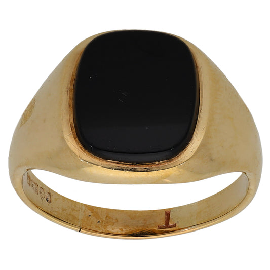 9ct Gold Onyx Single Stone Signet Ring Size Y