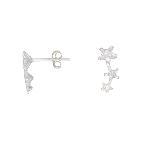 New Sterling Silver Cubic Zirconia Star Climber Earrings