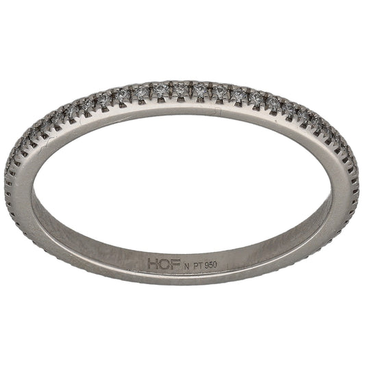 Platinum eternity ring with small round diamonds, stamped PT950 on inner band