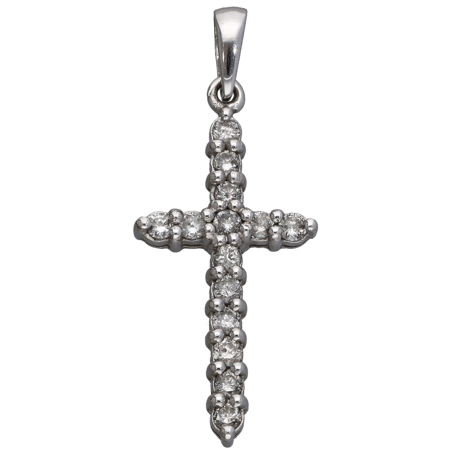 18ct White Gold 0.42ct Diamond Cross Pendant
