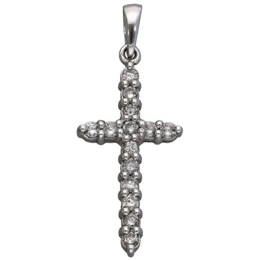 18ct White Gold 0.42ct Diamond Cross Pendant