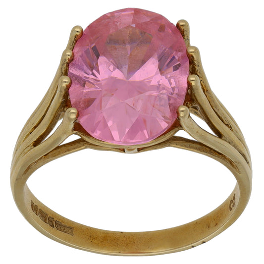 9ct Gold Cubic Zirconia Single Stone Ring Size Q