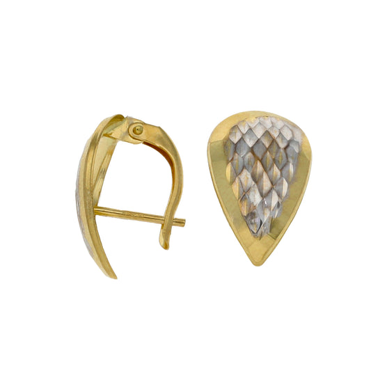 New 14ct Bi-Colour Patterned Stud Earrings