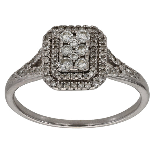 9ct White Gold 0.50ct Diamond Dress/Cocktail Ring Size S