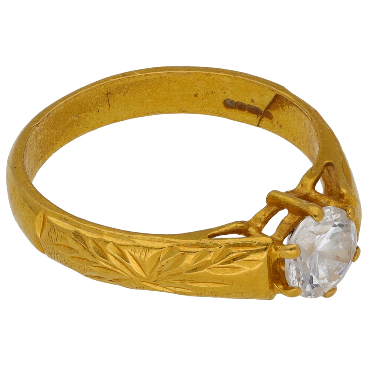 22ct Gold Cubic Zirconia Single Stone Ring Size Q