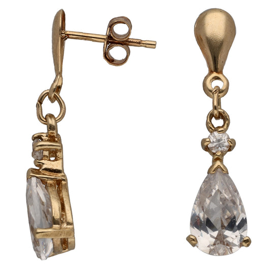 9ct Gold Cubic Zirconia Drop Earrings