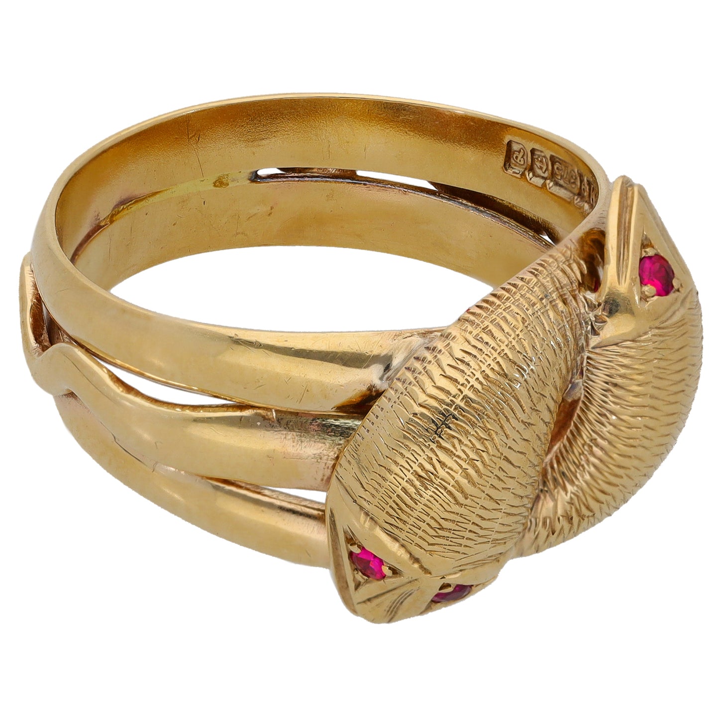18ct Gold Ruby Snake Ring Size V
