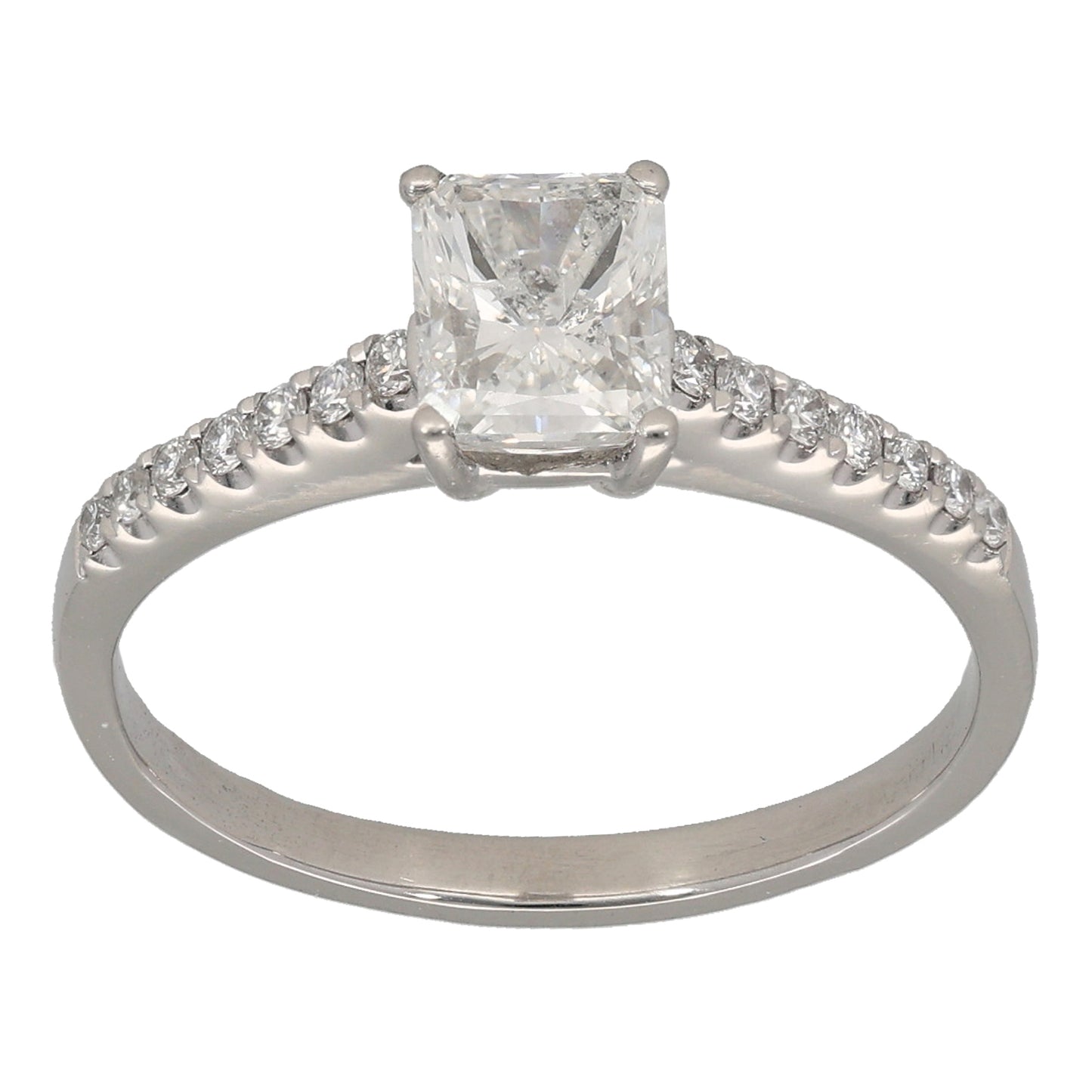 Platinum 1.09ct Diamond Solitaire Ring With Accent Stones Size O