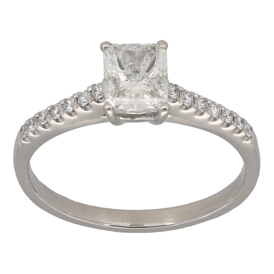 Platinum 1.09ct Diamond Solitaire Ring With Accent Stones Size O