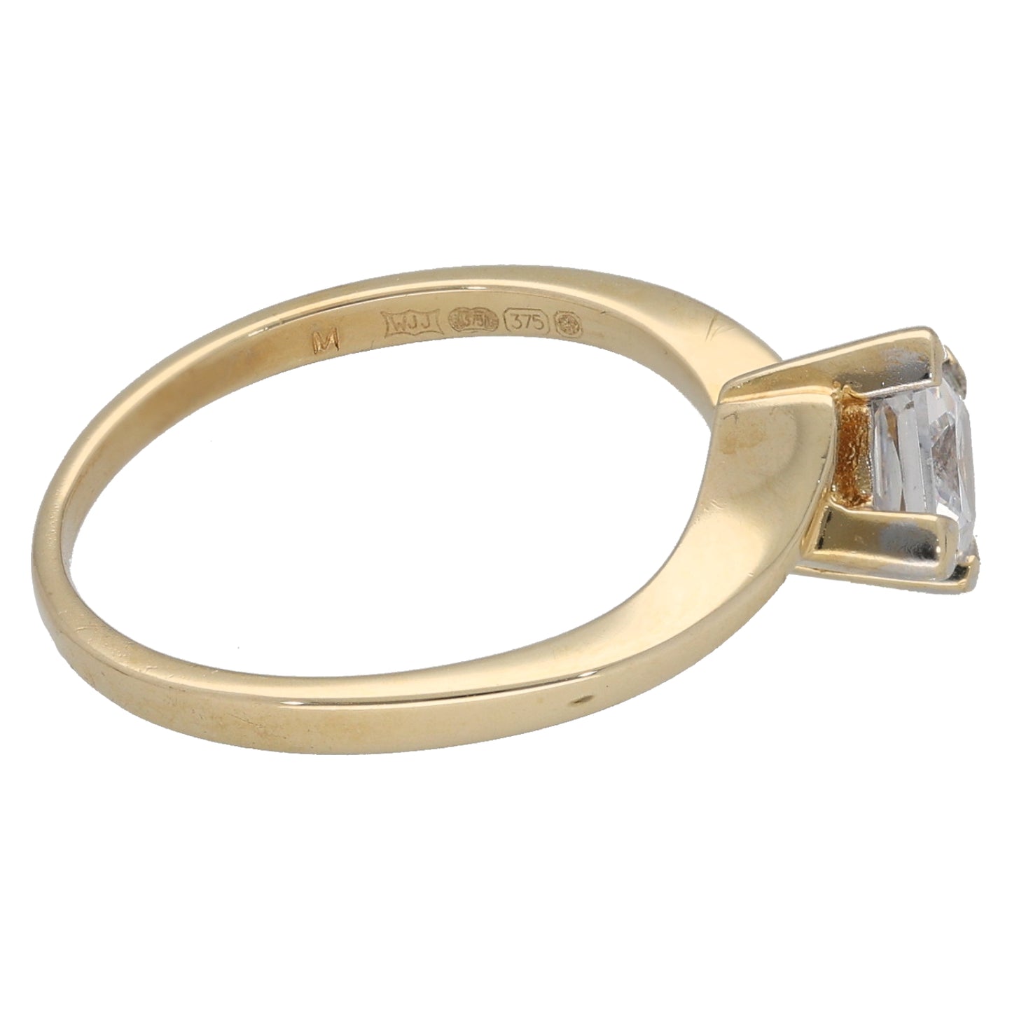 9ct Gold Cubic Zirconia Single Stone Ring Size M