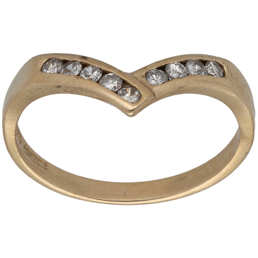 9ct Gold 0.18ct Diamond Wishbone Ring Size M